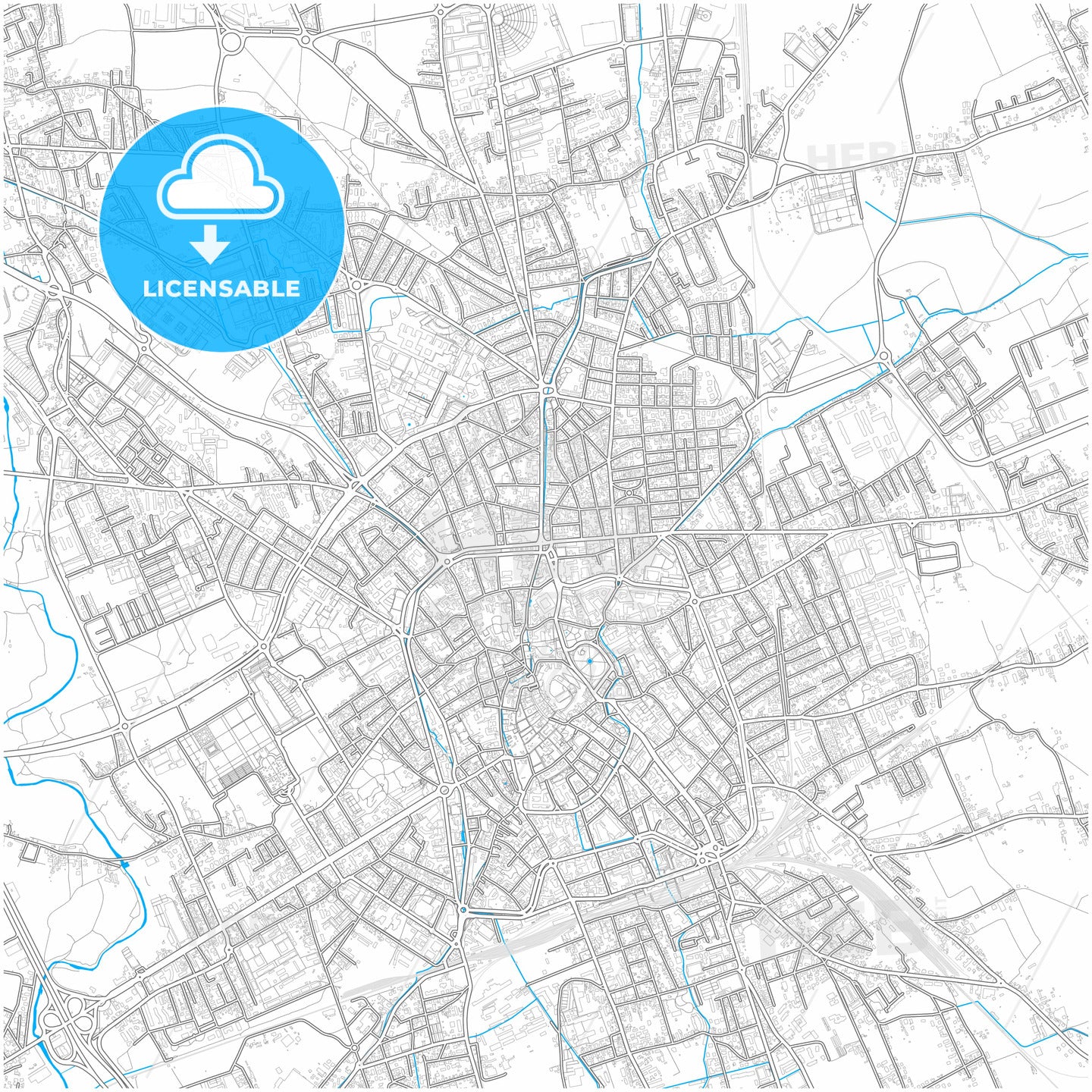 Udine, Friuli-Venezia Giulia, Italy, city map with high quality roads.