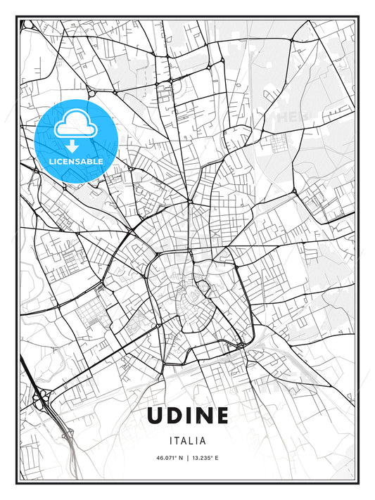 Udine, Italy, Modern Print Template in Various Formats - HEBSTREITS Sketches