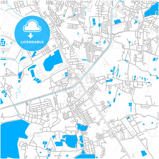 Udon Thani, Udon Thani, Thailand, city map with high quality roads.