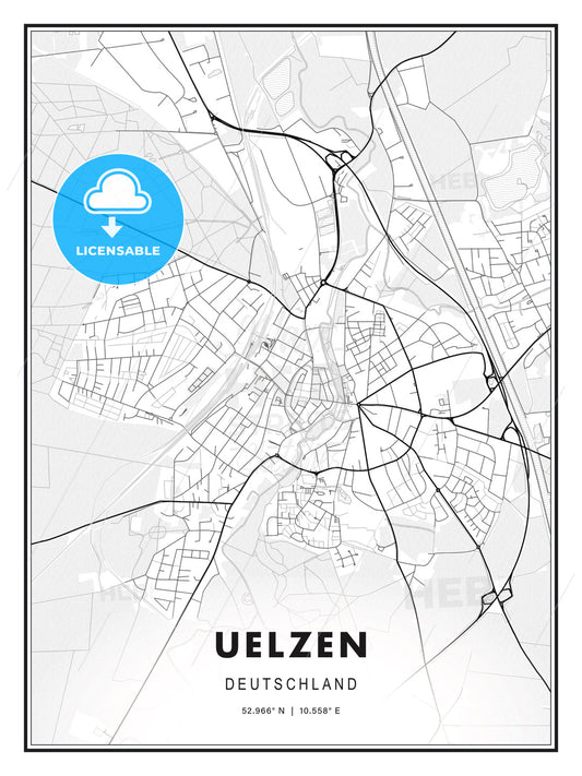 Uelzen, Germany, Modern Print Template in Various Formats - HEBSTREITS Sketches