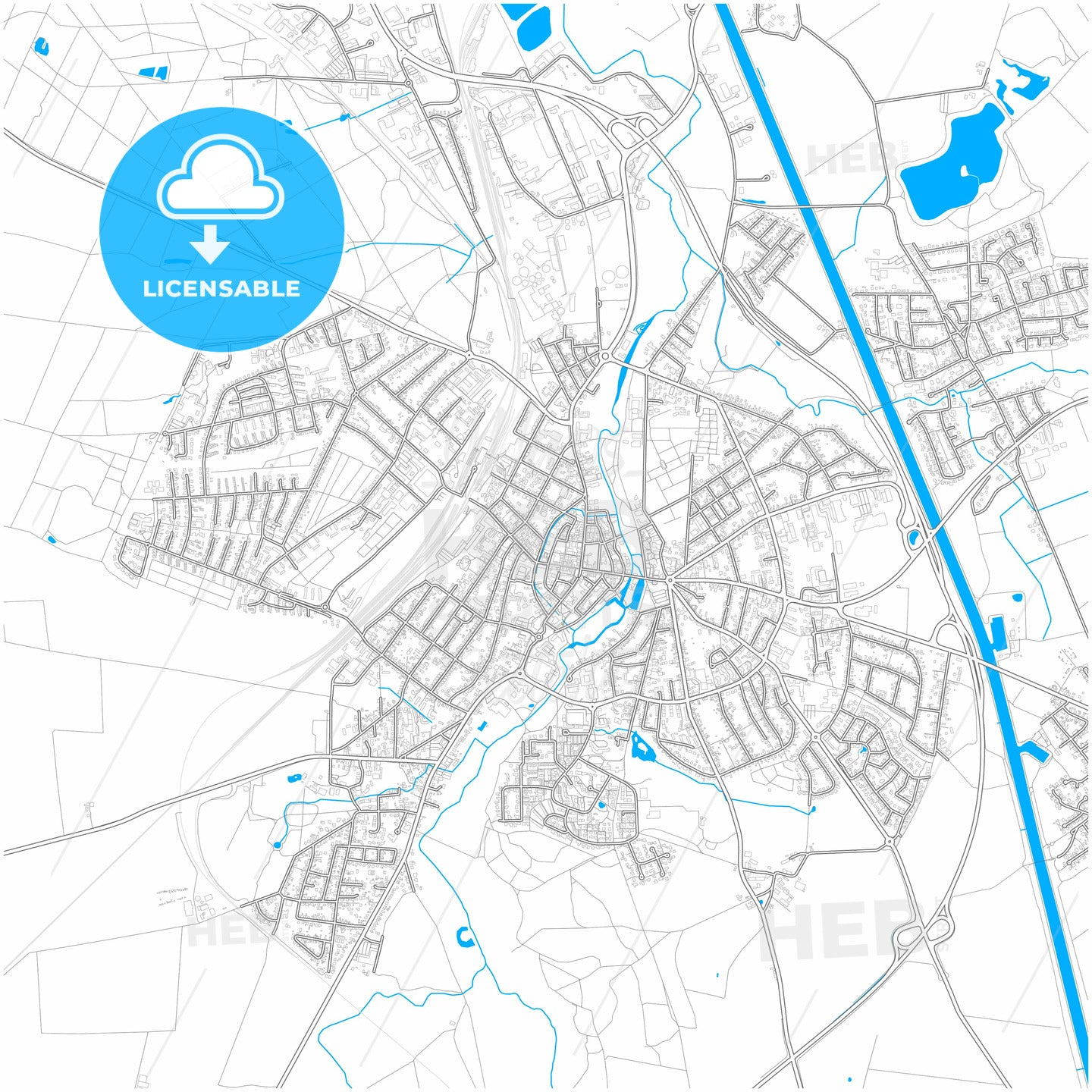 Uelzen, Lower Saxony, Germany, city map with high quality roads.