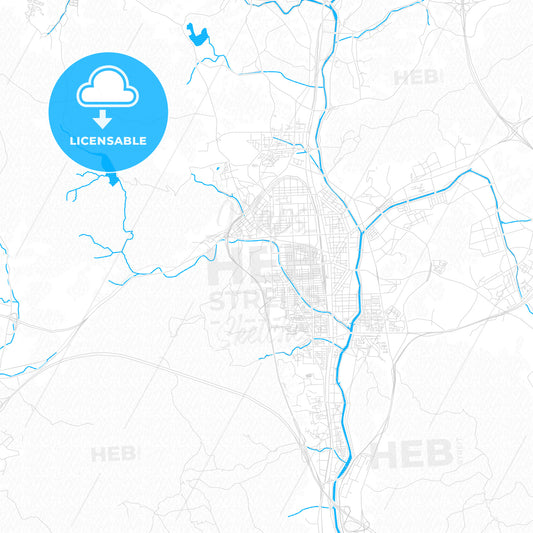 Uijeongbu, South Korea PDF vector map with water in focus