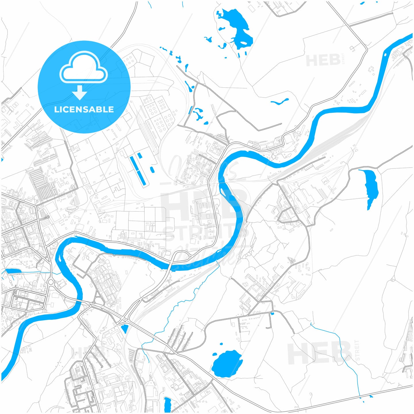 Ukhta, Komi Republic, Russia, city map with high quality roads.