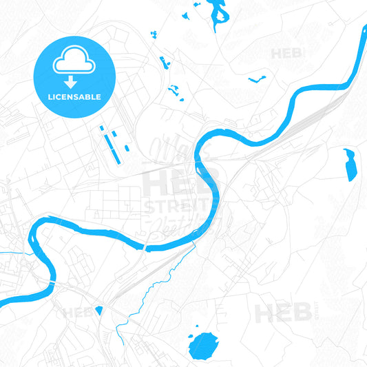 Ukhta, Russia PDF vector map with water in focus