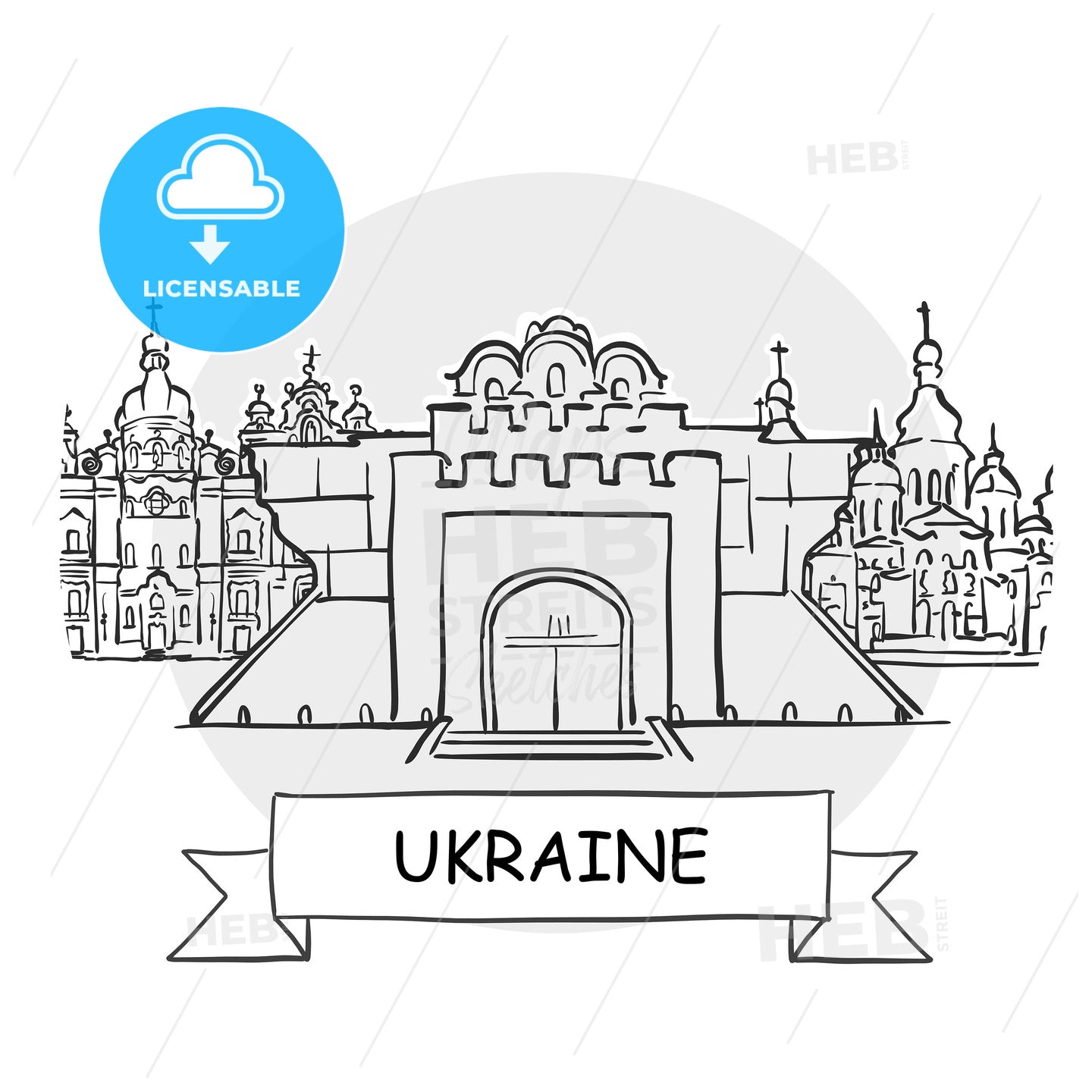 Ukraine hand-drawn urban vector sign – instant download