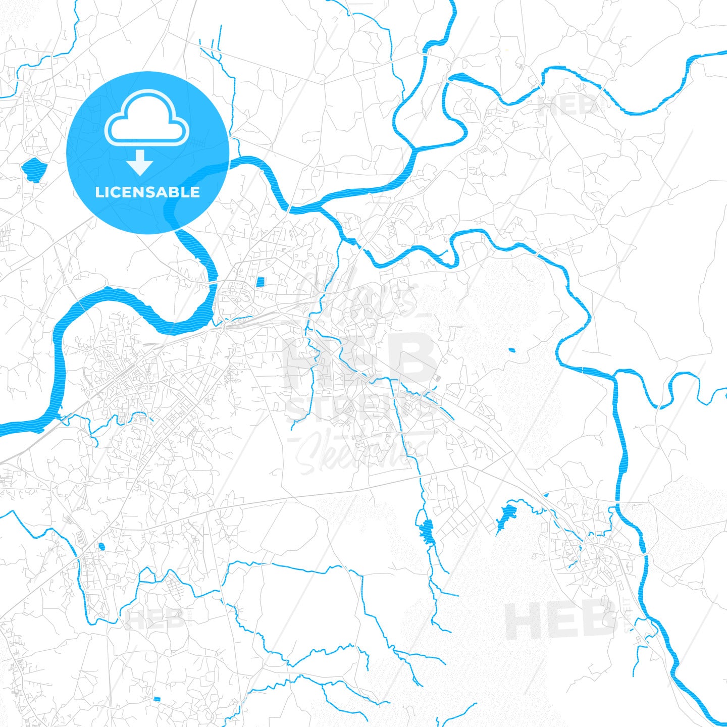 Ulhasnagar, India PDF vector map with water in focus