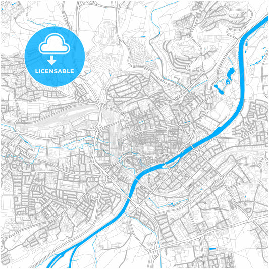 Ulm, Baden-Wuerttemberg, Germany, city map with high quality roads.