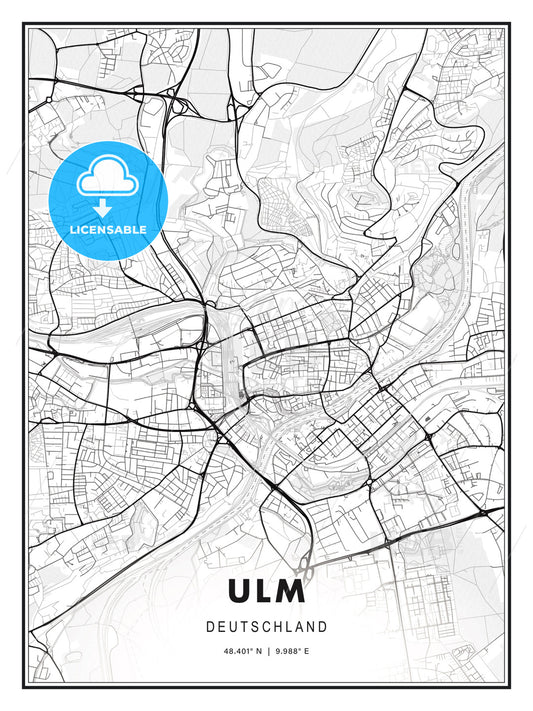 Ulm, Germany, Modern Print Template in Various Formats - HEBSTREITS Sketches