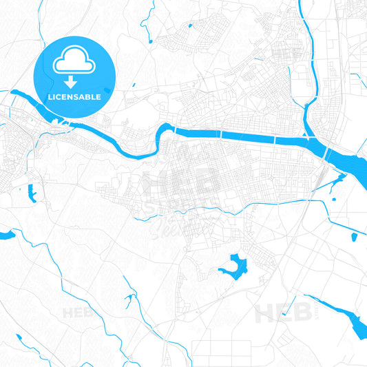 Ulsan, South Korea PDF vector map with water in focus