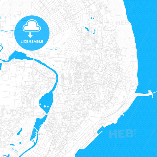 Ulyanovsk, Russia PDF vector map with water in focus