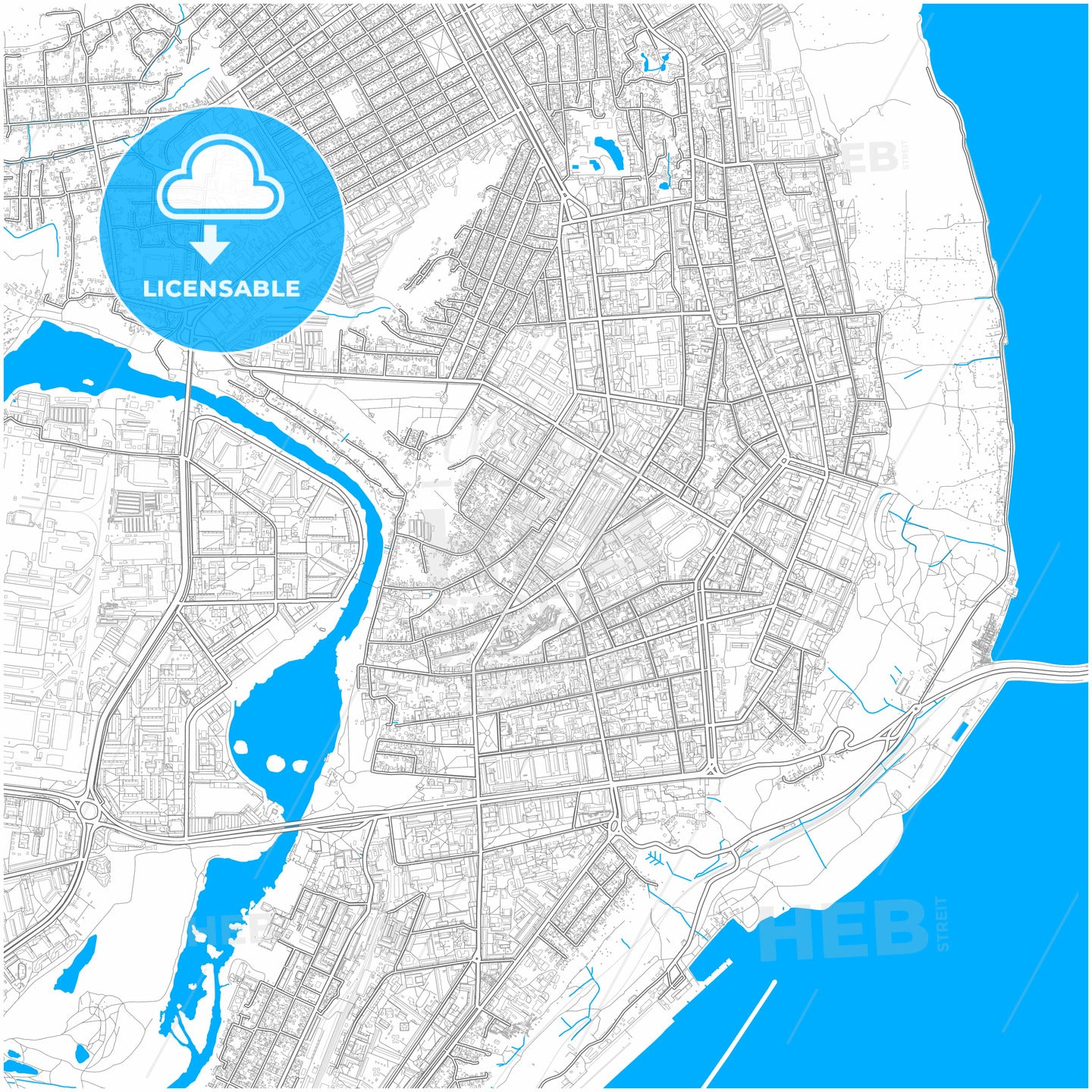 Ulyanovsk, Ulyanovsk Oblast, Russia, city map with high quality roads.