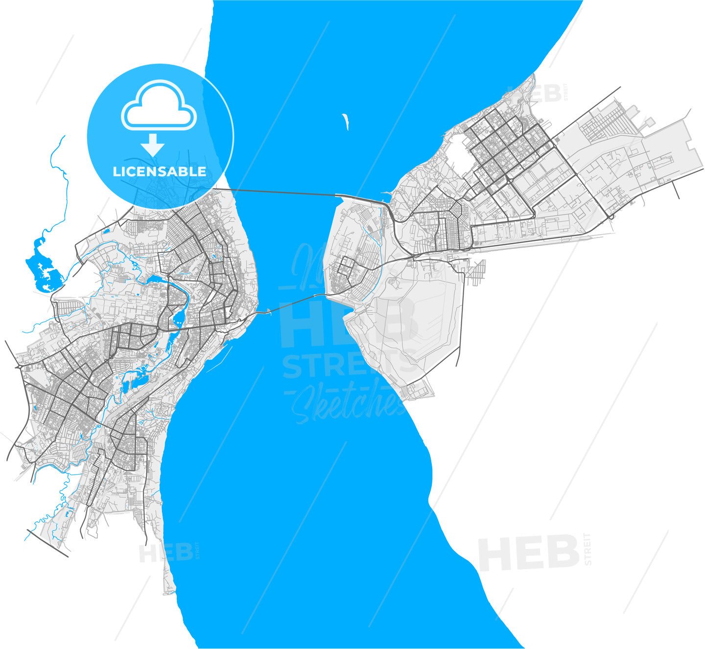 Ulyanovsk, Ulyanovsk Oblast, Russia, high quality vector map