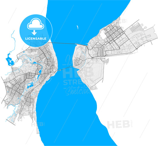 Ulyanovsk, Ulyanovsk Oblast, Russia, high quality vector map