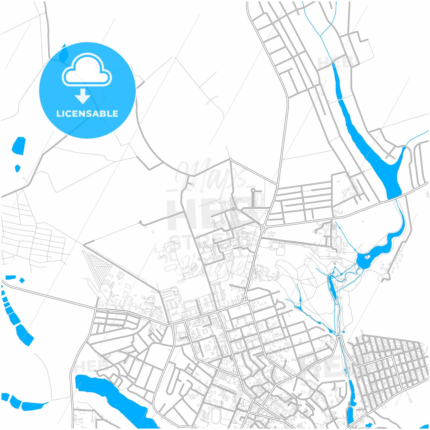 Uman, Cherkasy Oblast, Ukraine, city map with high quality roads.