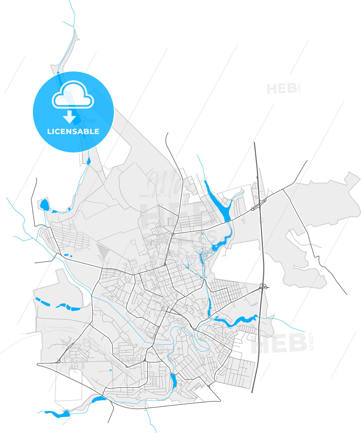 Uman, Cherkasy Oblast, Ukraine, high quality vector map