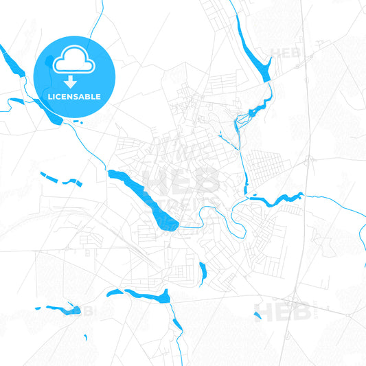 Uman, Ukraine PDF vector map with water in focus