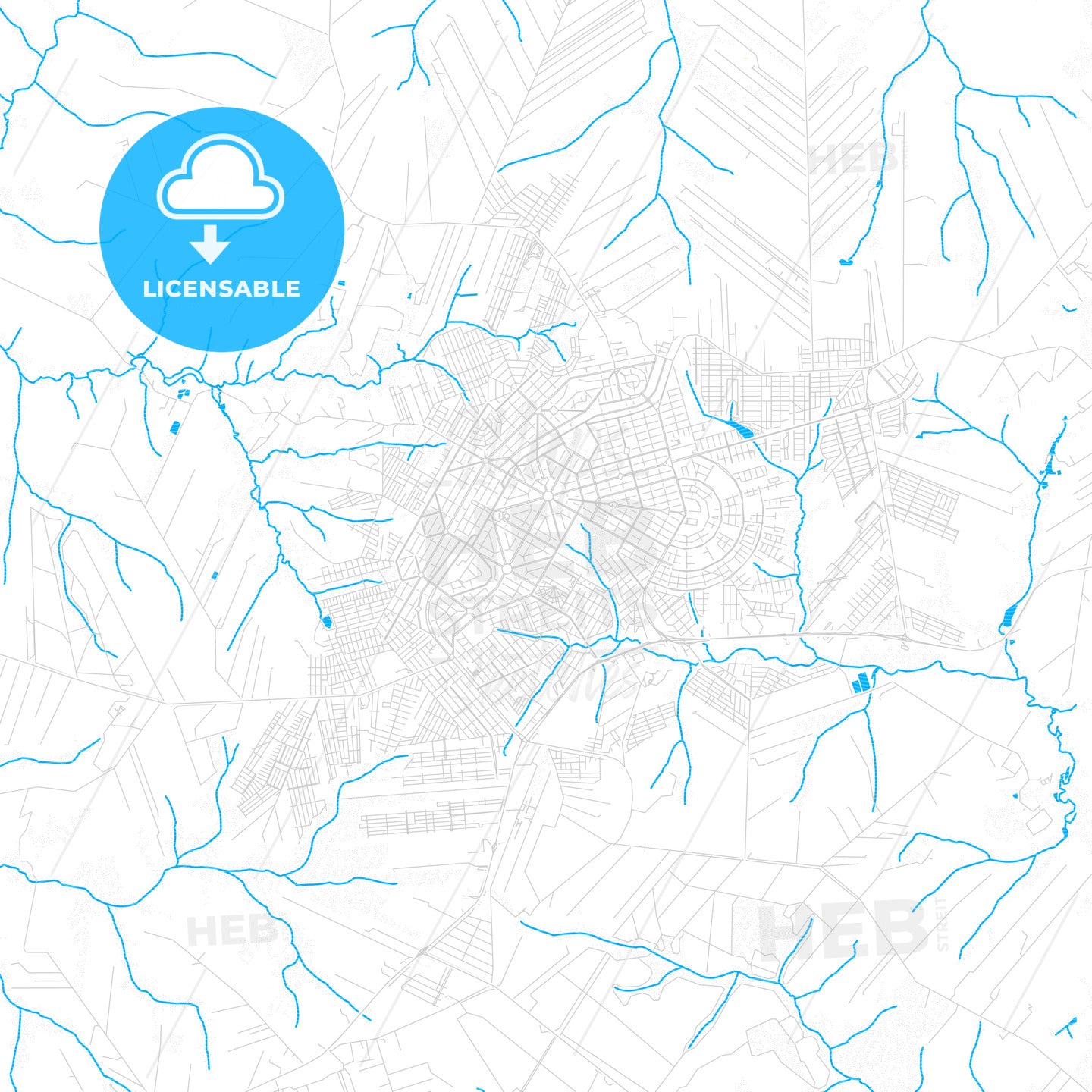 Umuarama, Brazil PDF vector map with water in focus