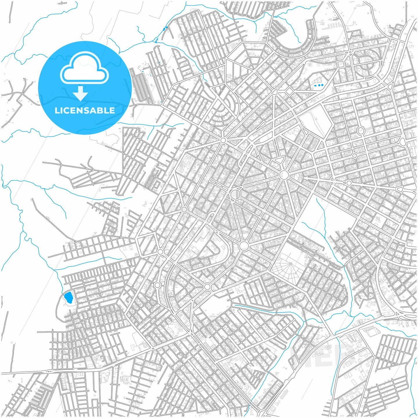 Umuarama, Brazil, city map with high quality roads.