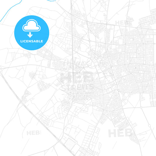 Unaizah, Saudi Arabia PDF vector map with water in focus