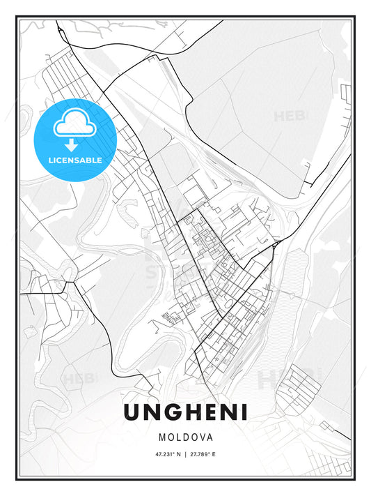 Ungheni, Moldova, Modern Print Template in Various Formats - HEBSTREITS Sketches