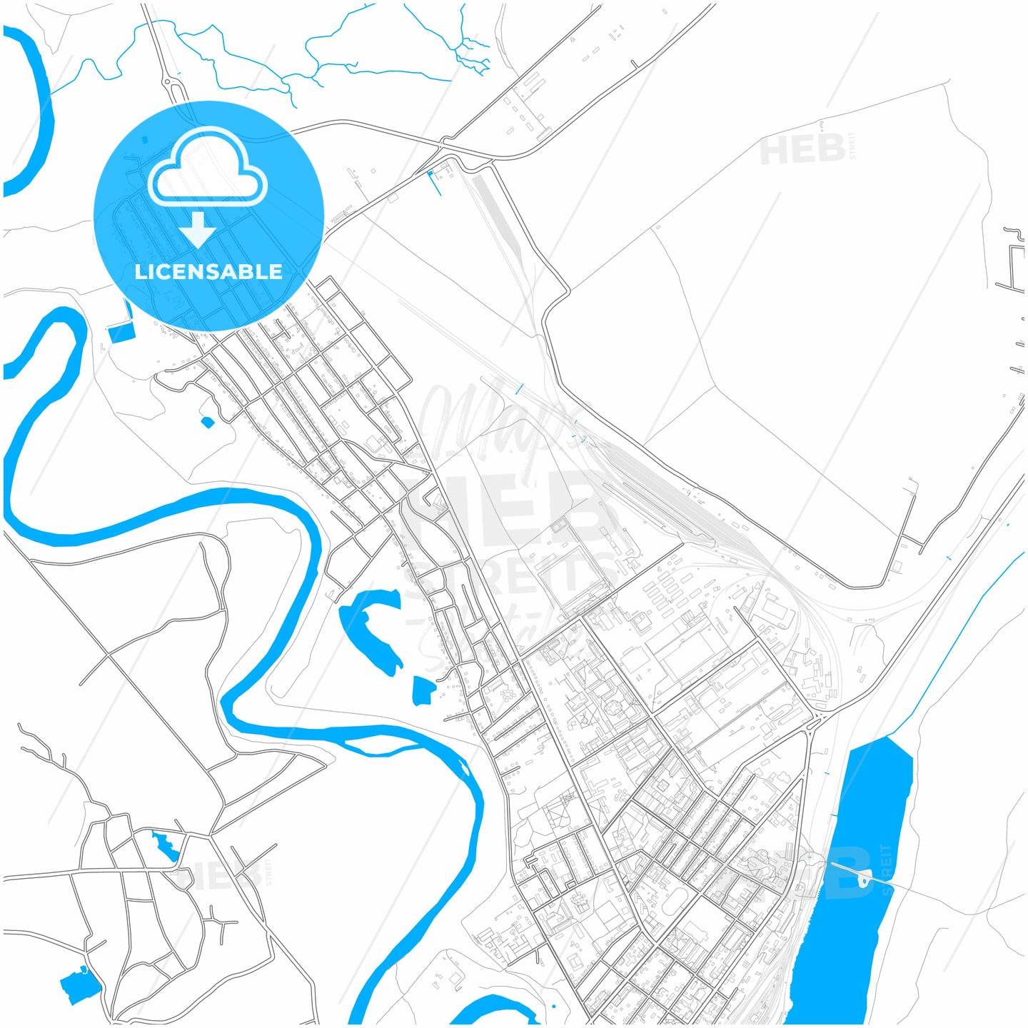 Ungheni, Ungheni district, Moldova, city map with high quality roads.