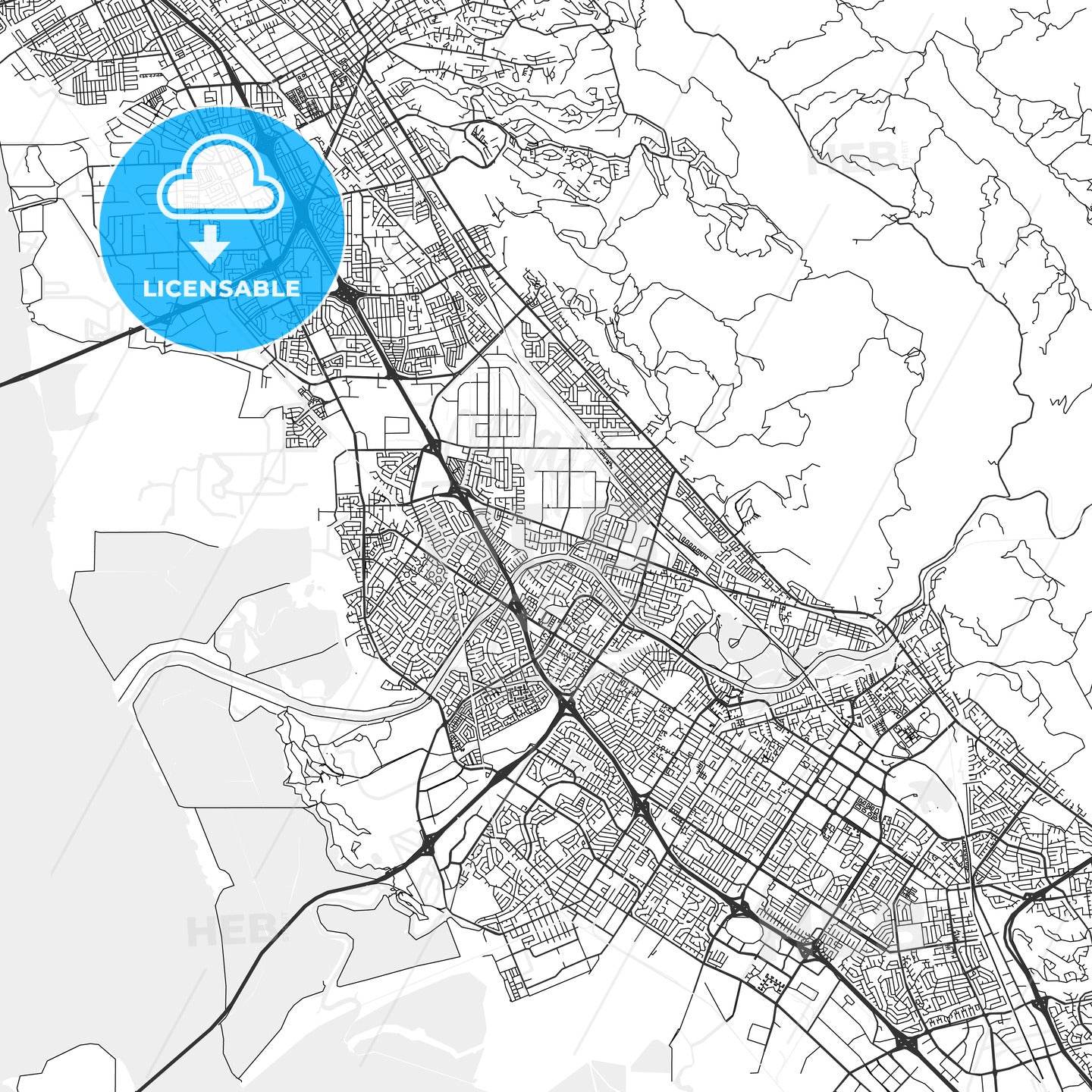 Union City, California - Area Map - Light