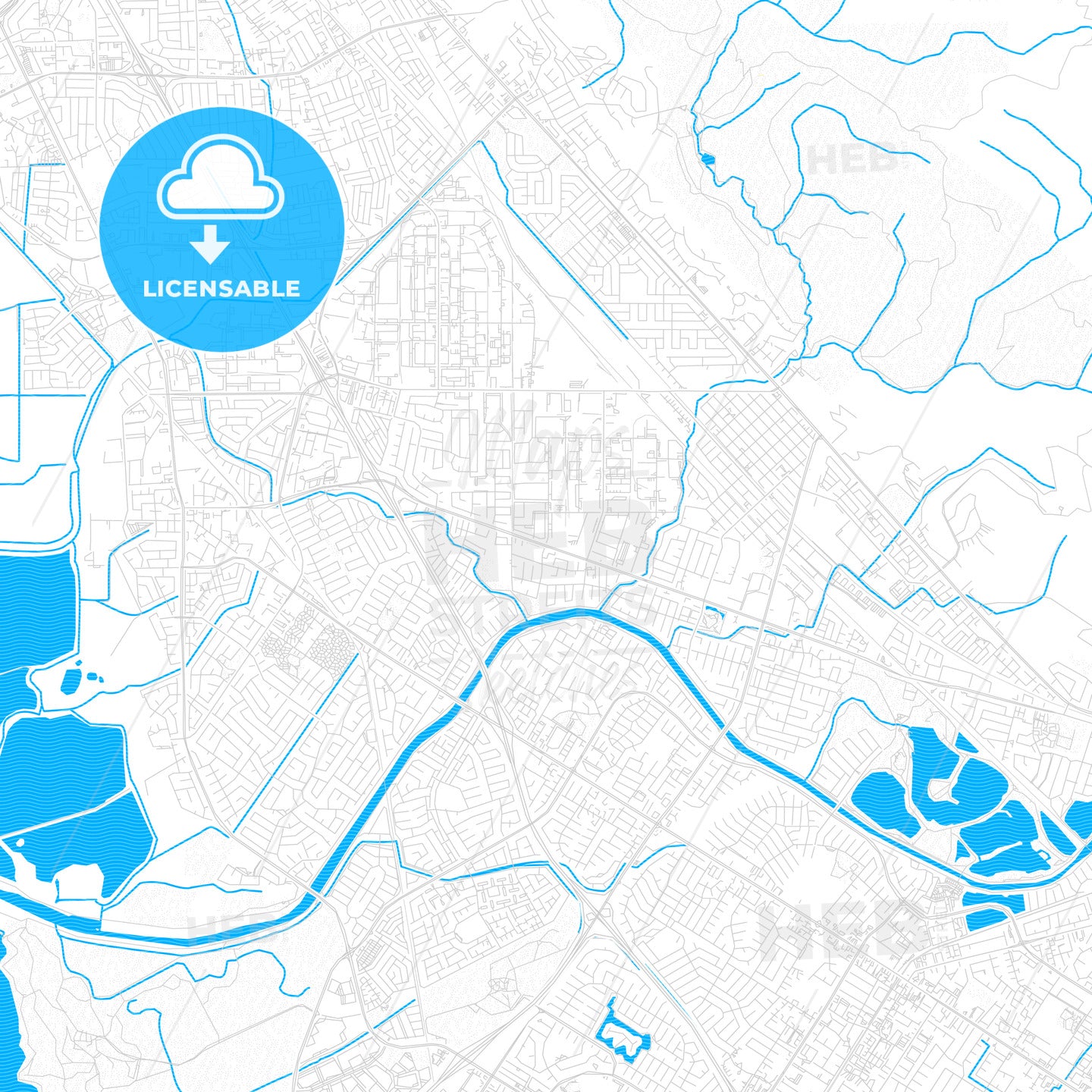 Union City, California, United States, PDF vector map with water in focus