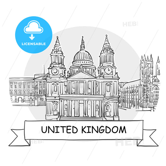 United Kingdom hand-drawn urban vector sign – instant download