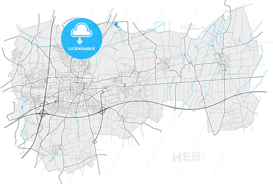 Unna, North Rhine-Westphalia, Germany, high quality vector map