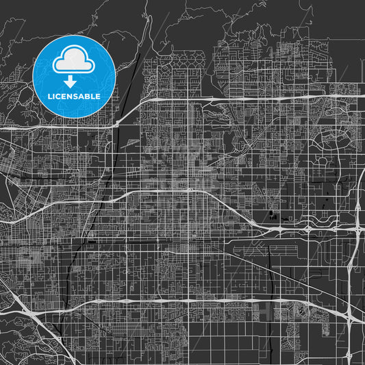 Upland, California - Area Map - Dark