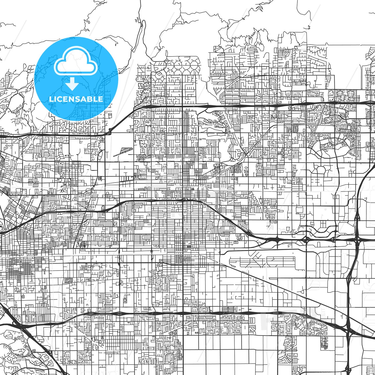 Upland, California - Area Map - Light