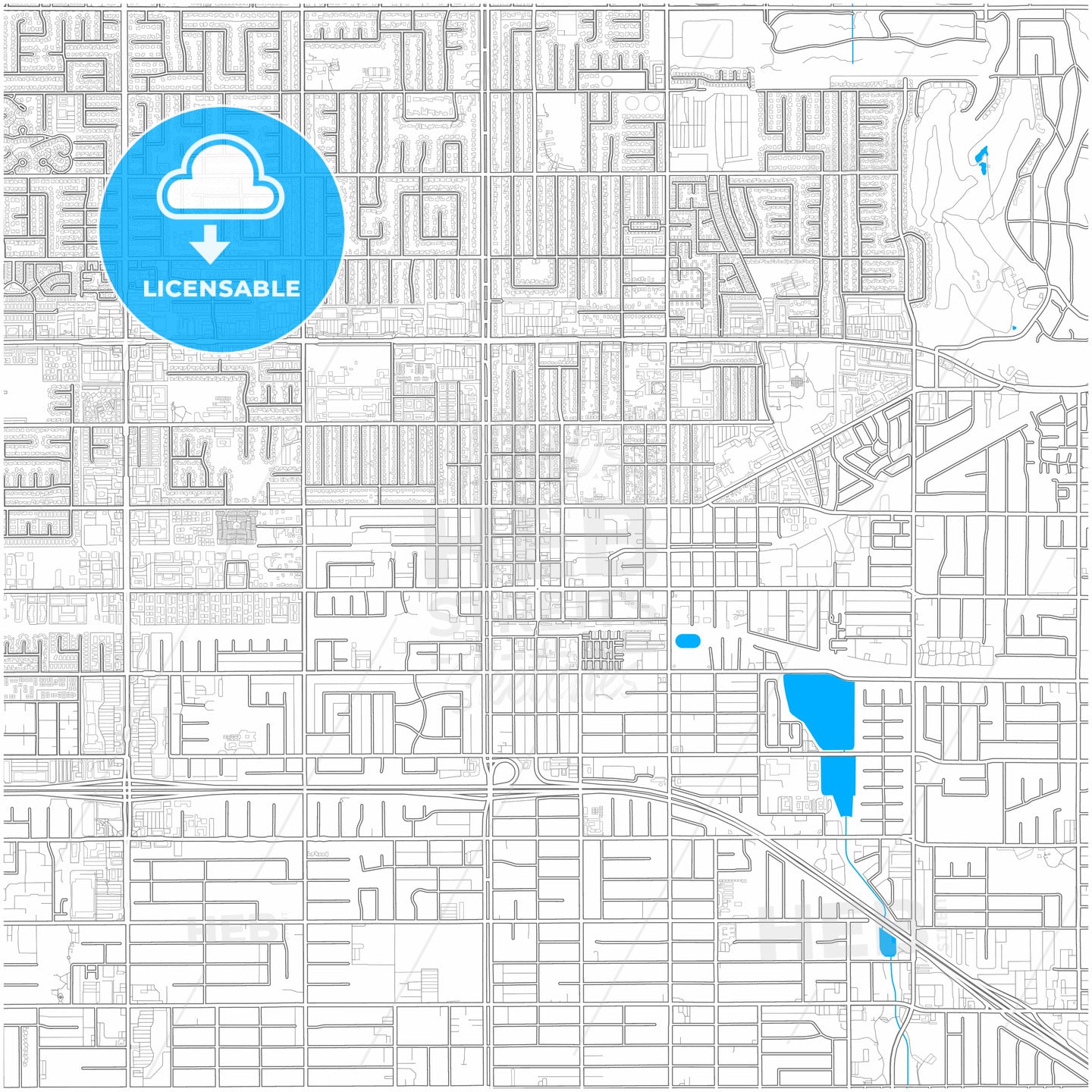 Upland, California, United States, city map with high quality roads.