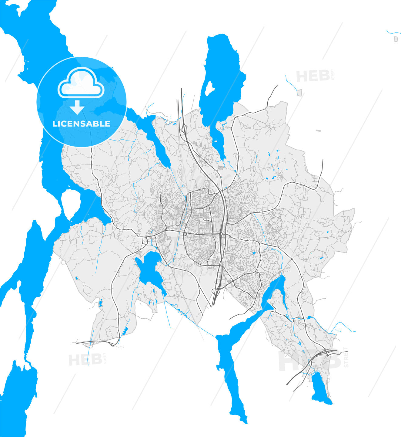 Upplands Väsby, Sweden, high quality vector map