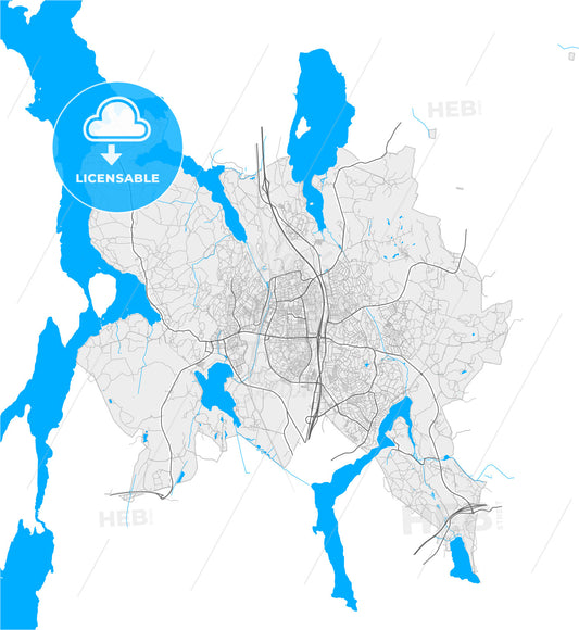 Upplands Väsby, Sweden, high quality vector map