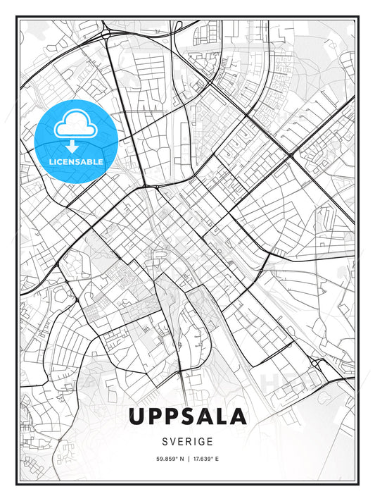 Uppsala, Sweden, Modern Print Template in Various Formats - HEBSTREITS Sketches