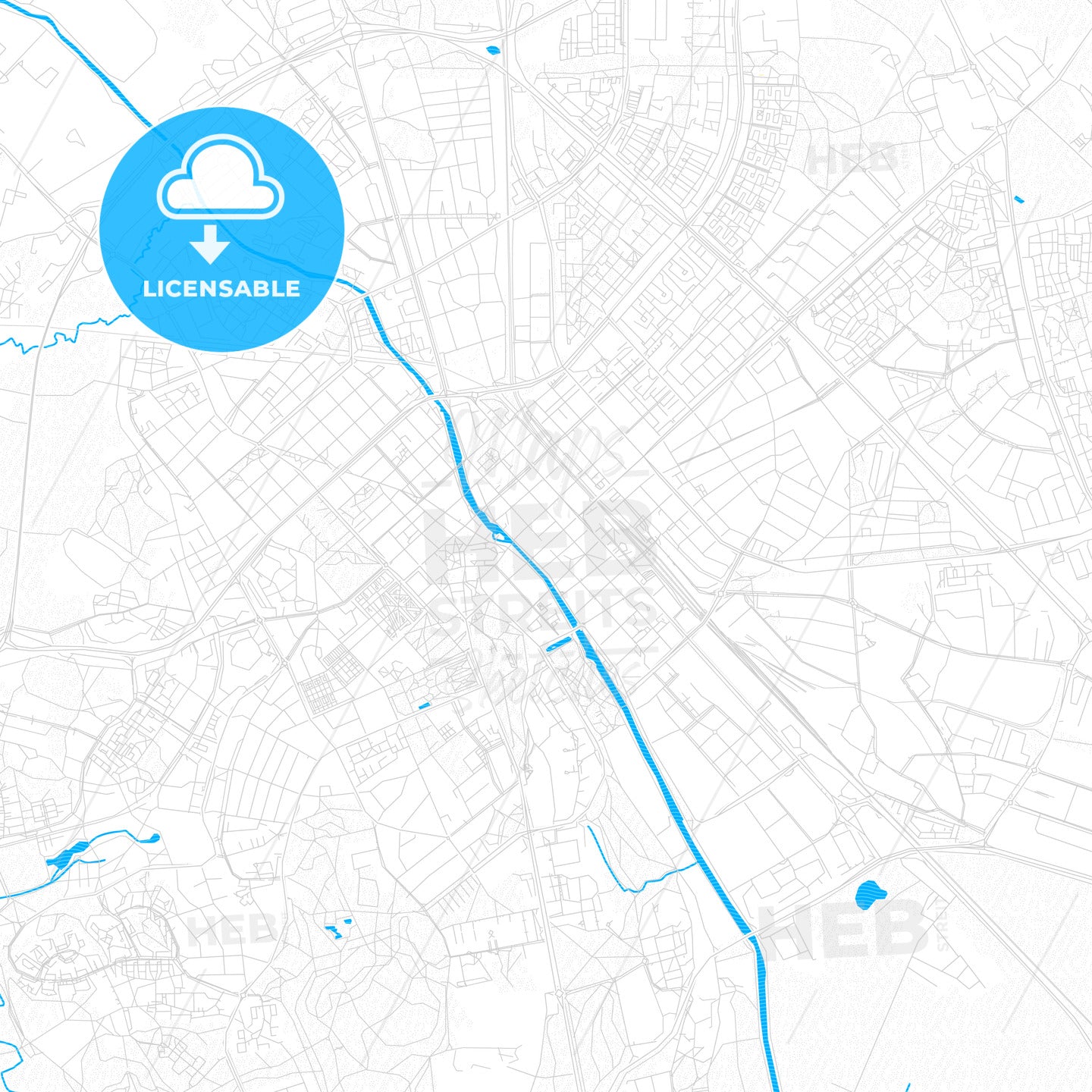 Uppsala, Sweden PDF vector map with water in focus