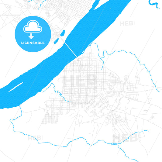 Uruguaiana, Brazil PDF vector map with water in focus