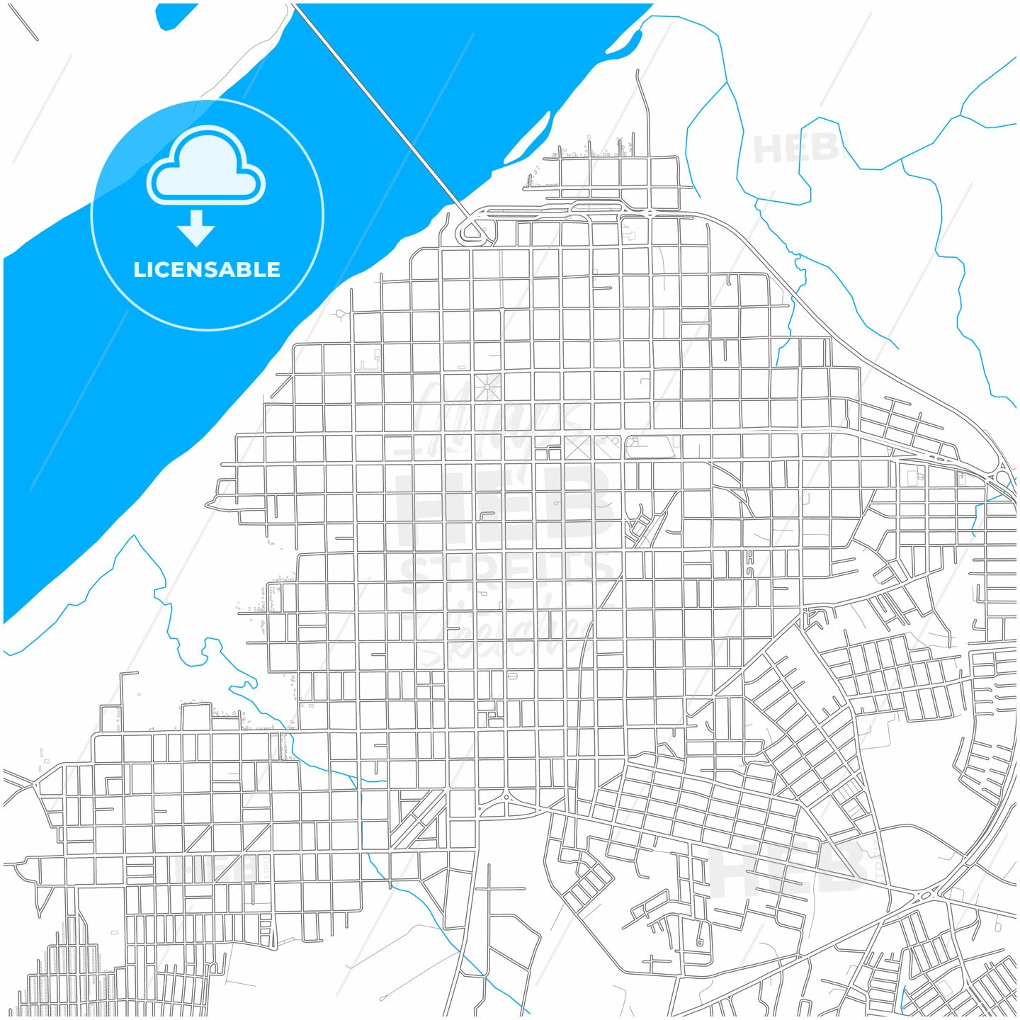 Uruguaiana, Brazil, city map with high quality roads.