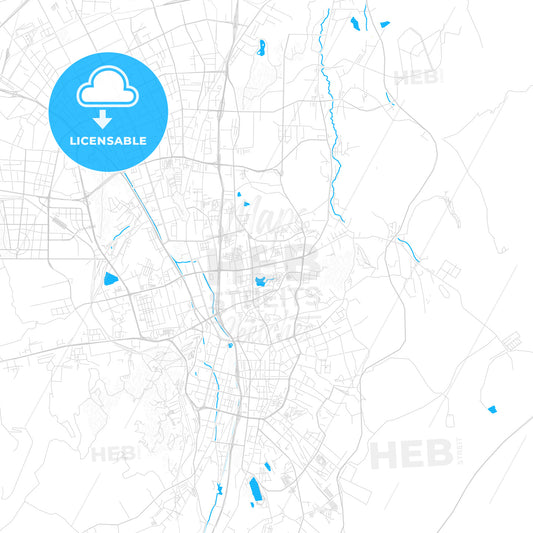 Ürumqi, China PDF vector map with water in focus