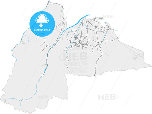 Ürumqi, Xinjiang, China, high quality vector map