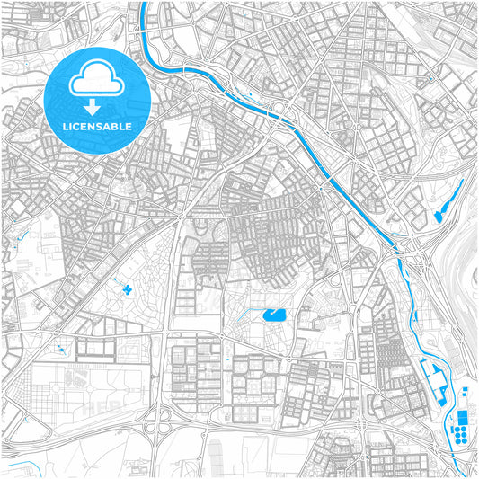 Usera, Madrid, Spain, city map with high quality roads.