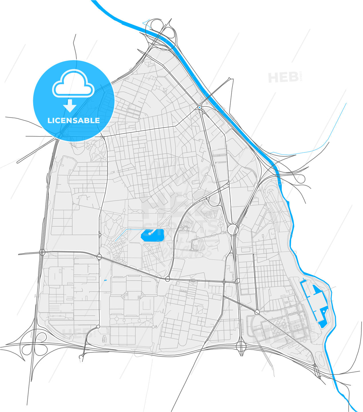 Usera, Madrid, Spain, high quality vector map