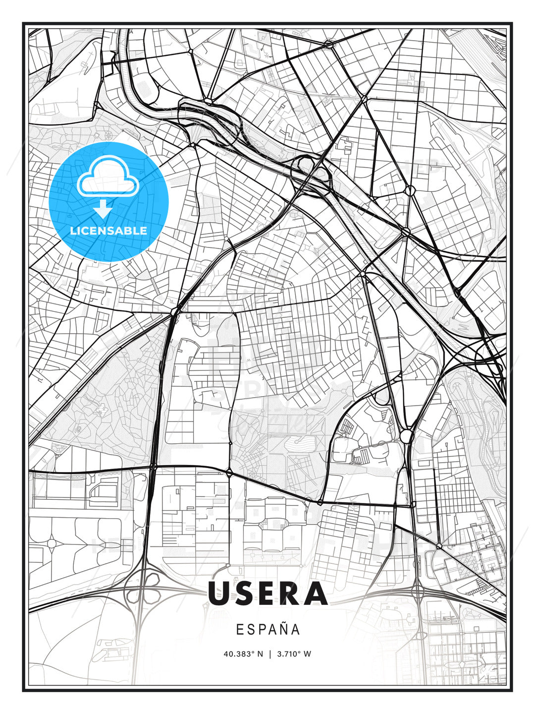 Usera, Spain, Modern Print Template in Various Formats - HEBSTREITS Sketches