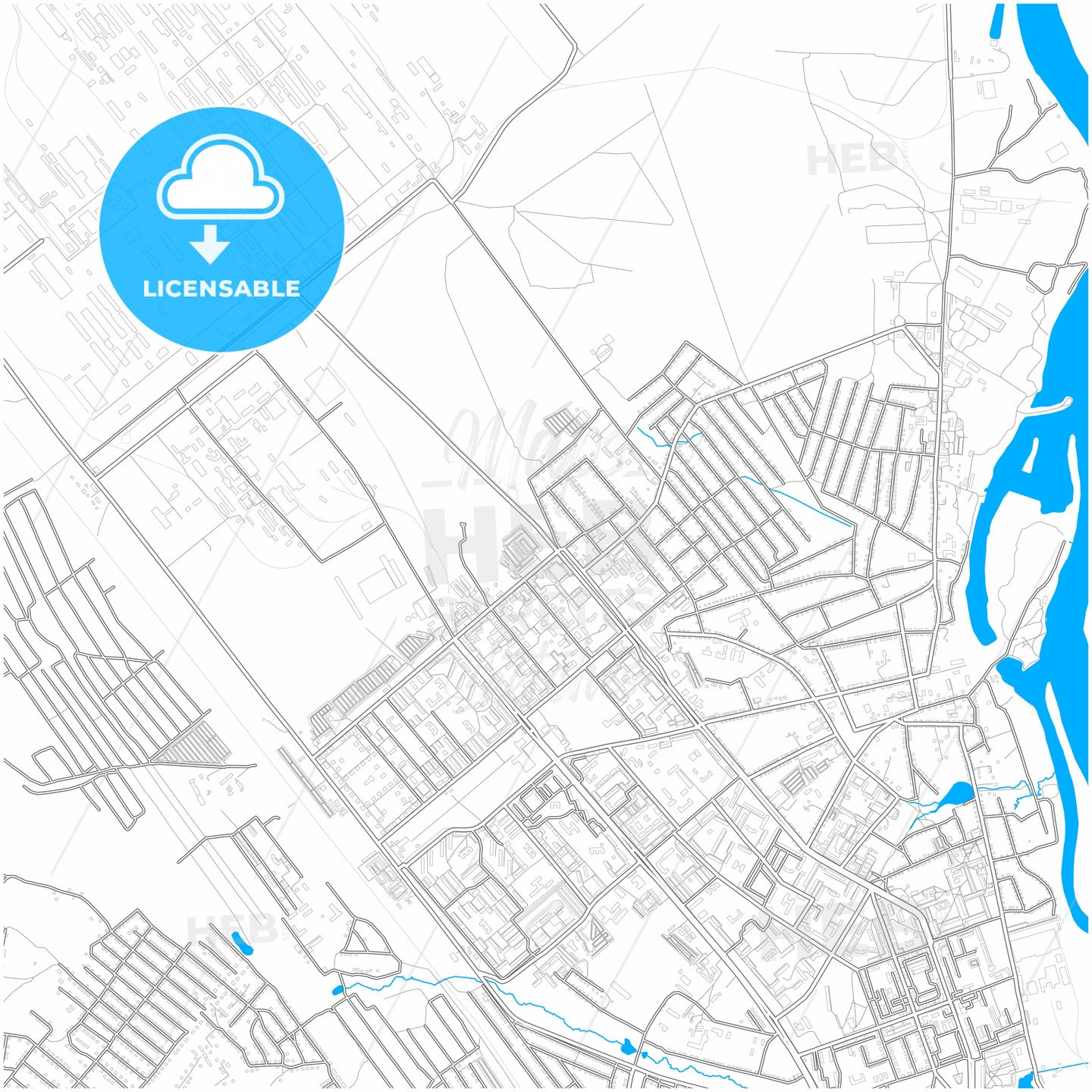 Usolye-Sibirskoye, Irkutsk Oblast, Russia, city map with high quality roads.