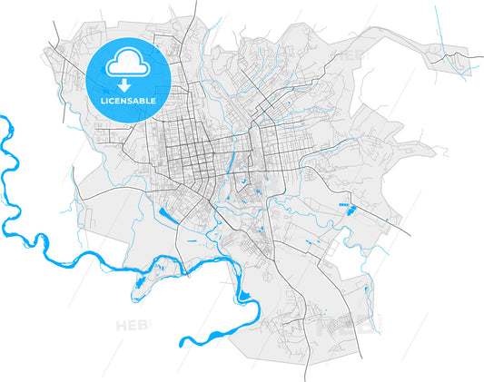 Ussuriysk, Primorsky Krai, Russia, high quality vector map