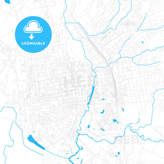 Ussuriysk, Russia PDF vector map with water in focus