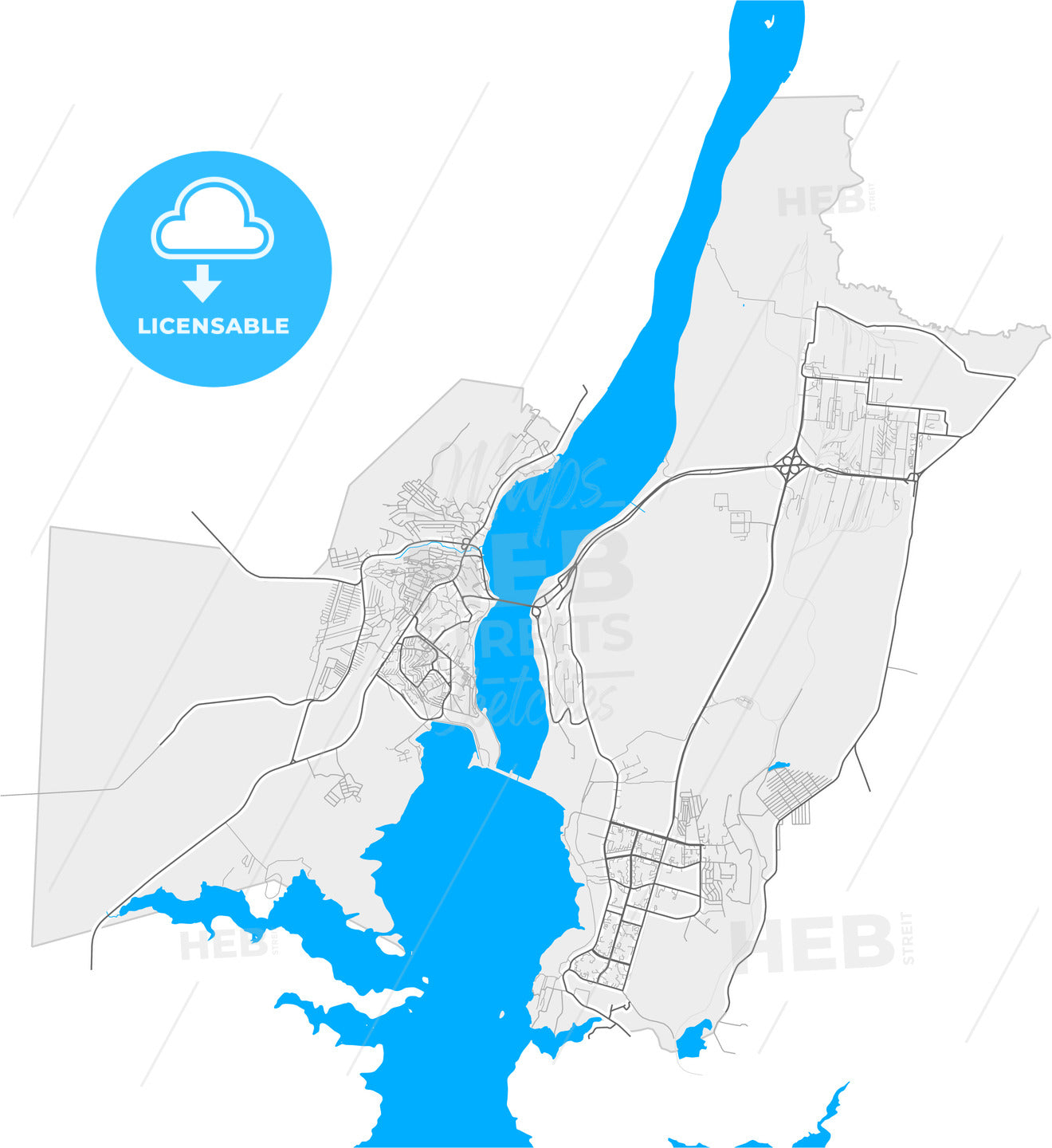 Ust-Ilimsk, Irkutsk Oblast, Russia, high quality vector map