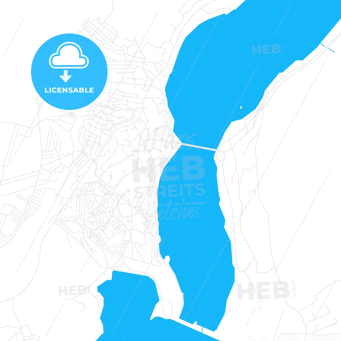 Ust-Ilimsk, Russia PDF vector map with water in focus