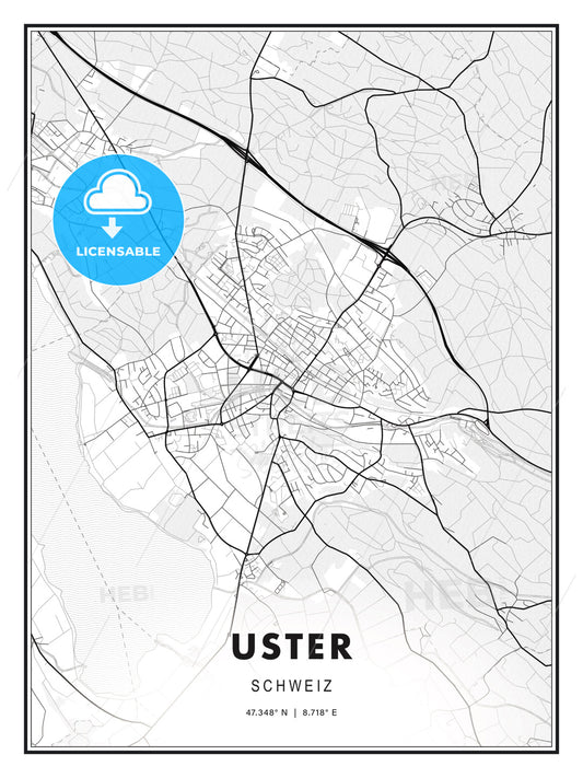 Uster, Switzerland, Modern Print Template in Various Formats - HEBSTREITS Sketches