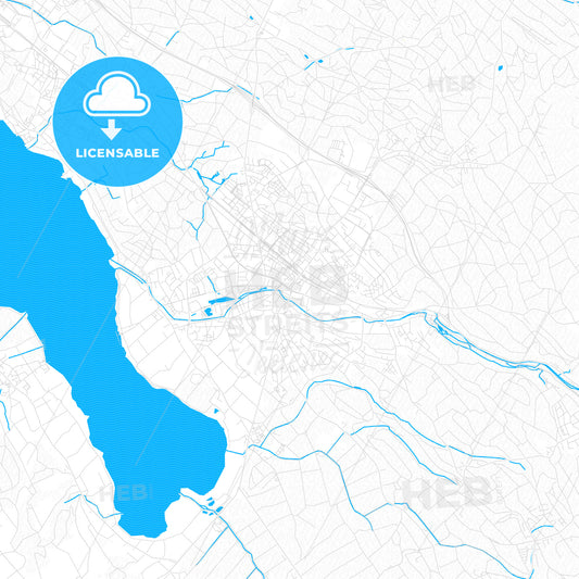 Uster, Switzerland PDF vector map with water in focus